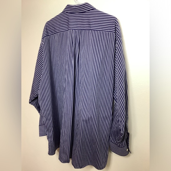 Michael Kors button up shirt Blue and white striped Men’s 18.5 34/35 Big EUC. - Picture 2 of 13